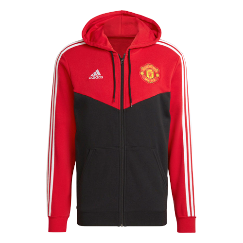 Veste Capuche Manchester United 3 stripes - Rouge/Noir